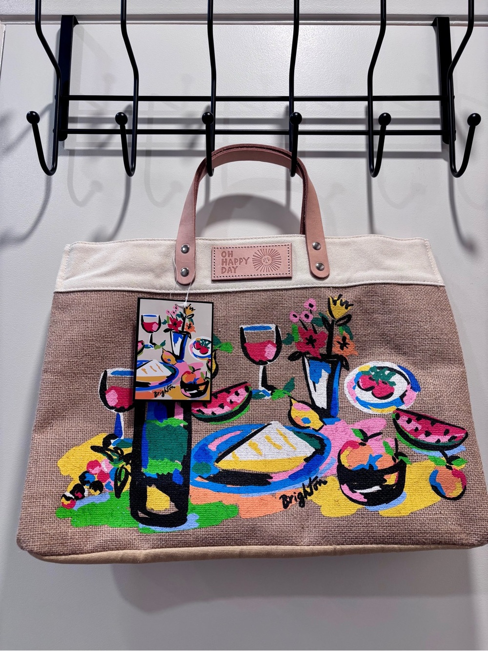 Brighton Canvas Tote with Colorful Summer Picnic Print